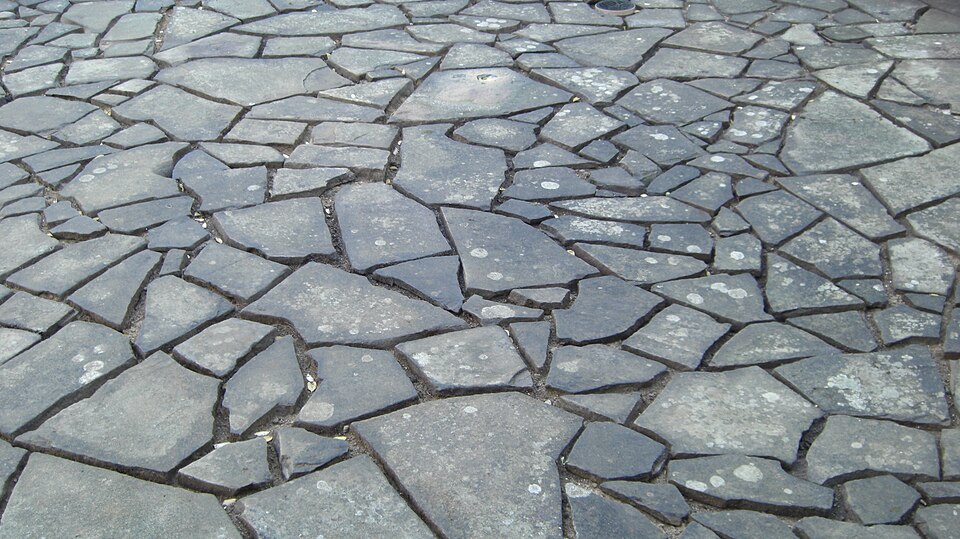A badly cropped photo of a newly laid patio